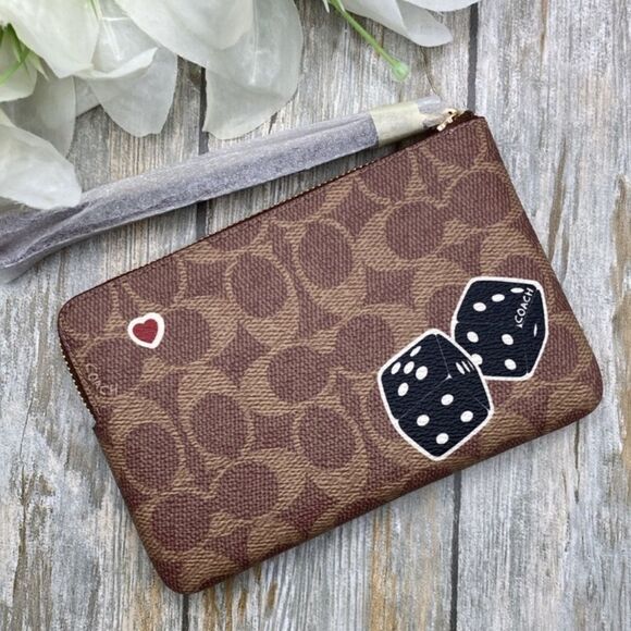 Coach Wristlet In Signature Canvas With Sticker Rexy Print Wallet Bag Purse - Picture 3 of 5